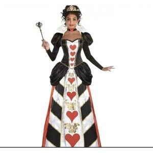 Red Queen 3 Piece Costume Halloween Fancy Dress Red Black Women Size S 2-4 New